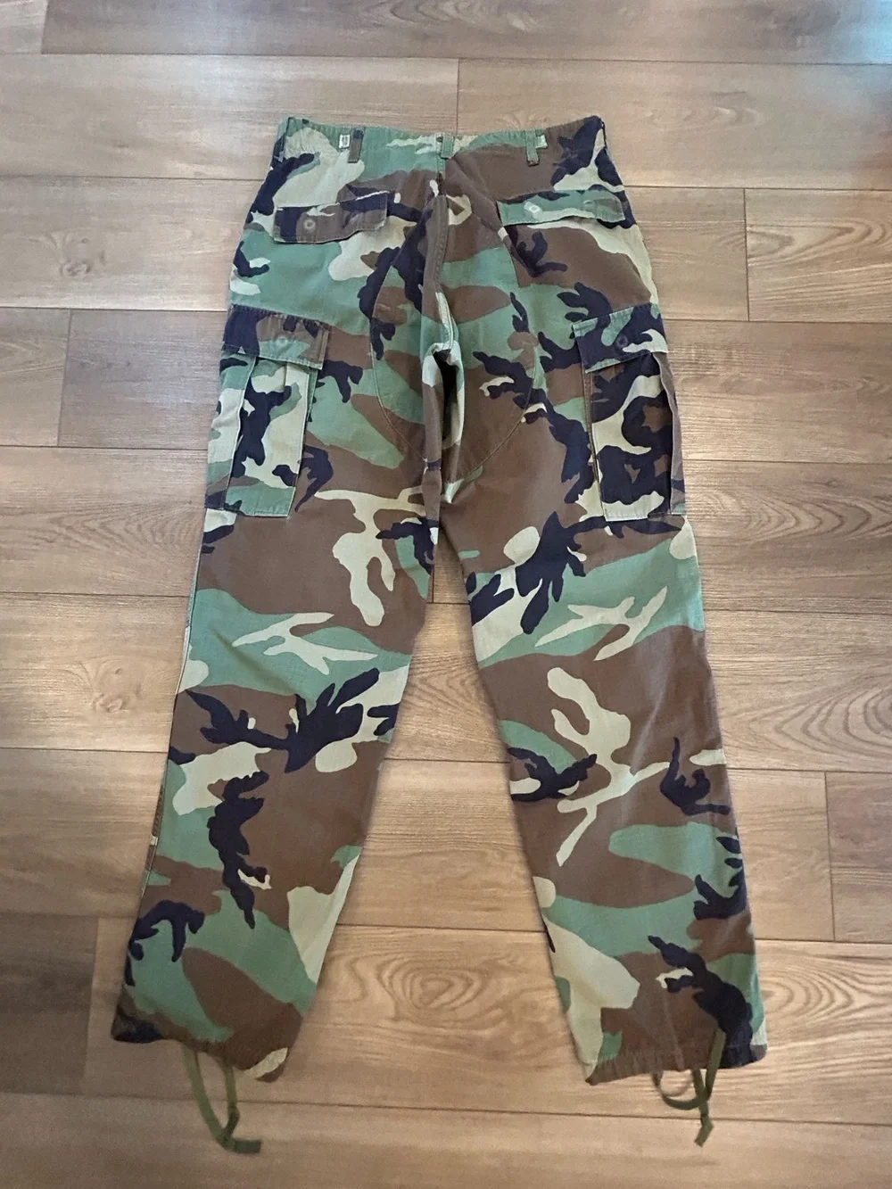 Vintage Woodland Camo Combat Cargo Pants Military Surplus Size Medium Long